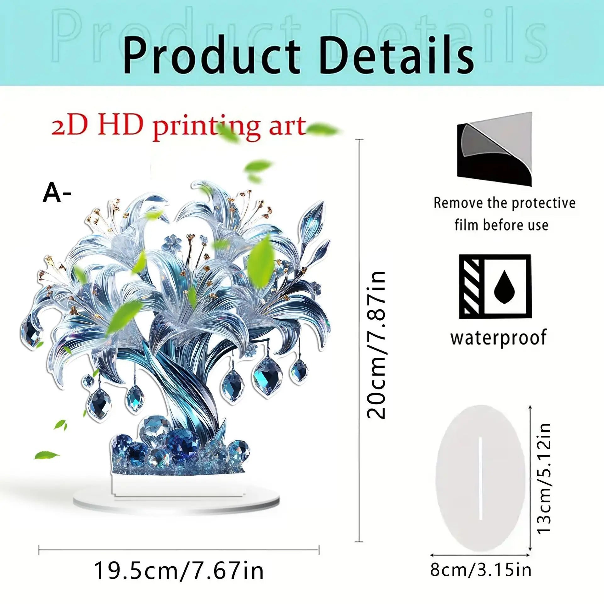 1pcs Table Crystal Flower Decoration - Modern Desktop Centerpiece, Suitable for Living Room and Office Decora Oasis Select