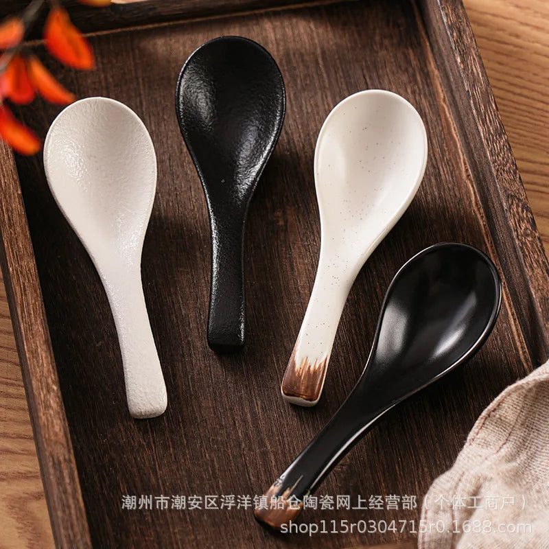 Ceramic Spoon Soup Spoon, Rice Spoon, Tableware Drinking And Eating Spoon Cute Small Spoon Oasis Select