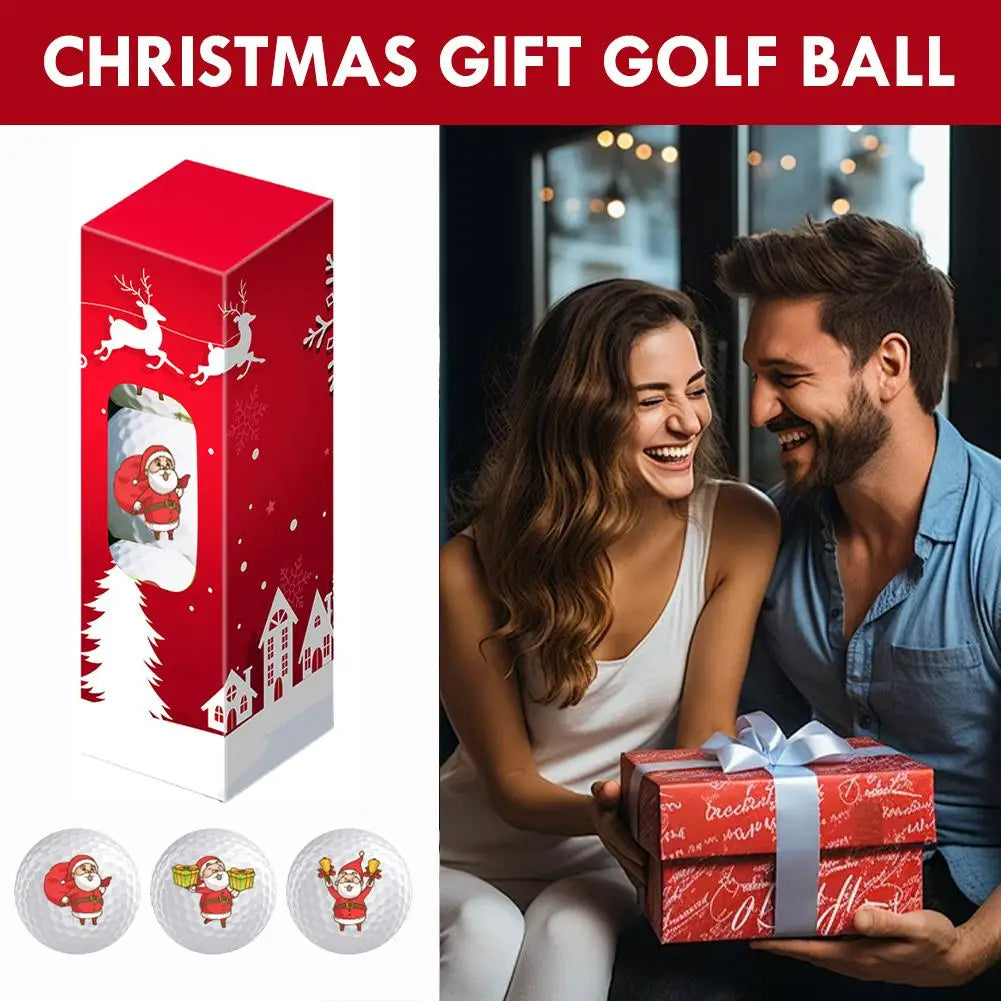 3pc golf ball，Festive Golf Balls Christmas Themed Designs With Santa Reindeer And Holiday Decorations Rubber Material Ideal Oasis Select