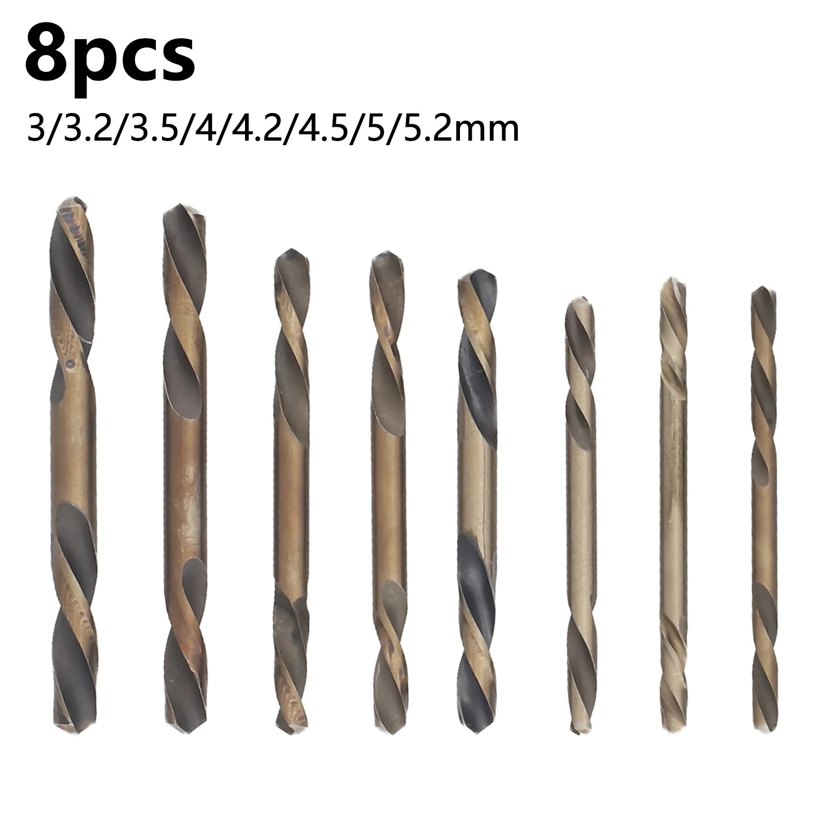 8pcs Double Head Auger Drill Bits Set For Wood Metal Hole Cutting 304 Stainless Steel Iron Wood Drilling 3~5.2mm Drill Bits Oasis Select 8pcs