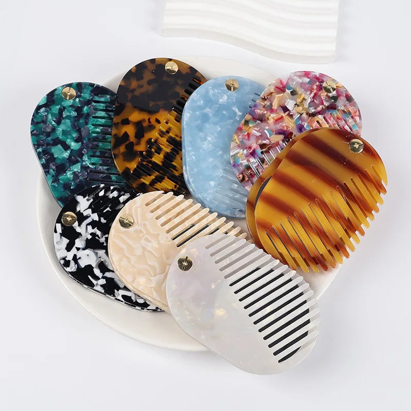 Simple Acetate Makeup Mirror Multifunctional Mini Mirror Comb Thickened Anti Static Skin Care Tools Travel Ins Style Oasis Select
