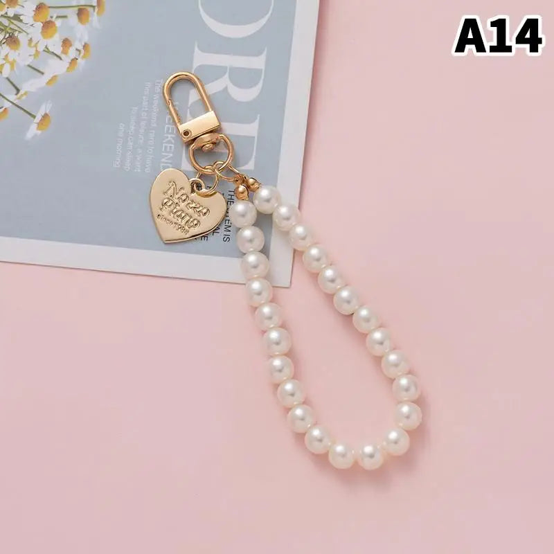 Pearl Flower Keychain Charm – Beaded Bag & Phone Pendant Keychain Charm Oasis Select A14