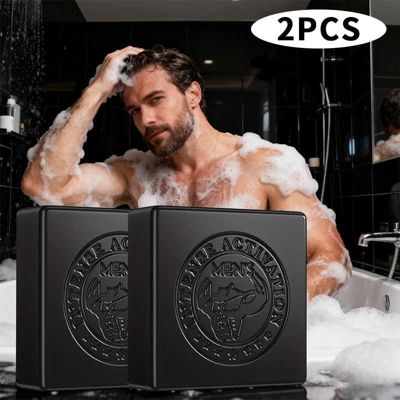 2PCS Men's Refreshing Essence Soap, Refreshing Cleaning Soap, Contains Vitamin B Vegan E Oasis Select