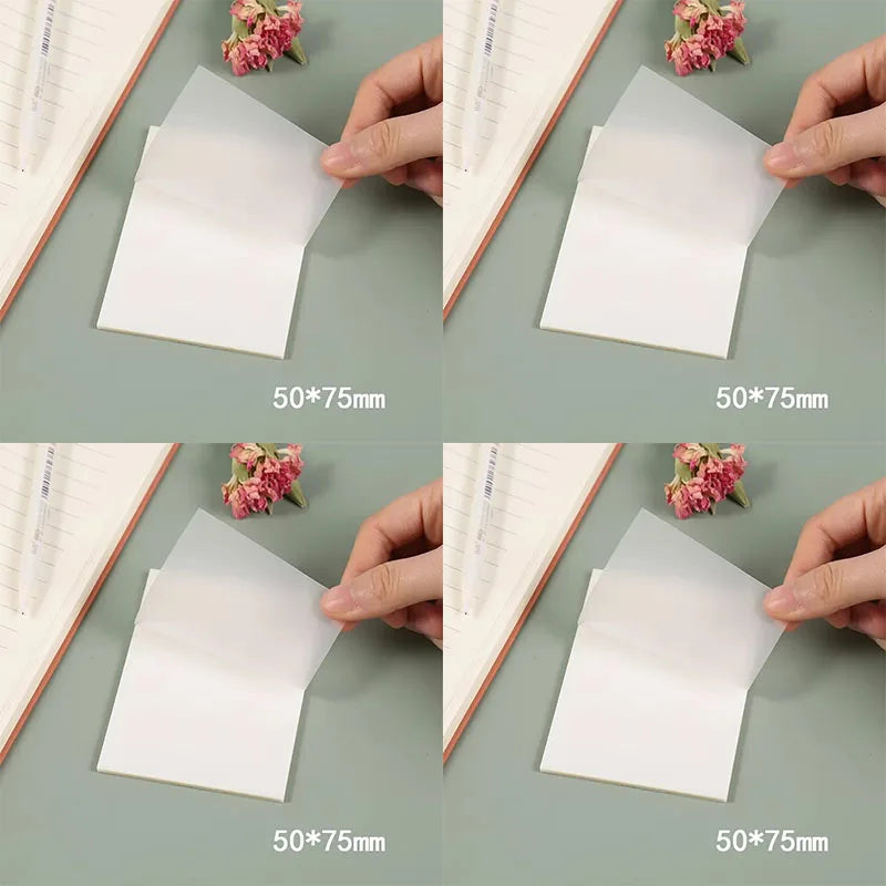 50-250Sheets Transparent Waterproof Posted It Sticky Note Pads Notepads Posits for School Stationery Office Supplies Oasis Select Small-200 sheets