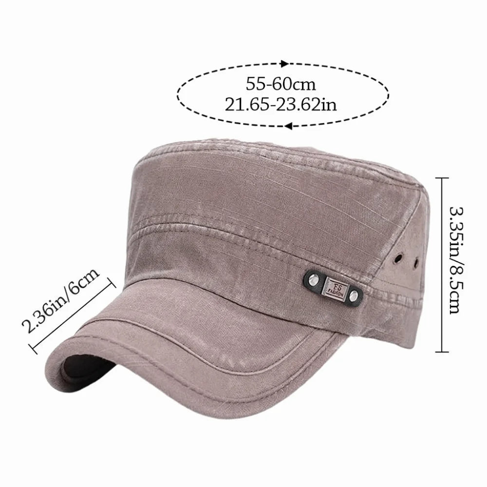 Fashion Anti-UV Fishing Hat Cotton Adjustable Sun Hat Retro Outdoor Sunscreen Flat Top Hat Men Women Oasis Select