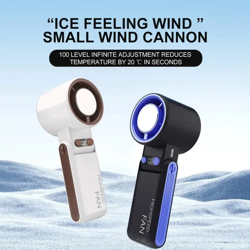 Bladeless Handheld Fan 100 Speeds Ice Porcelain Cooling 4000mAh USB Rechargeable Foldable Desktop Fan For Home Office Outdoor Oasis Select