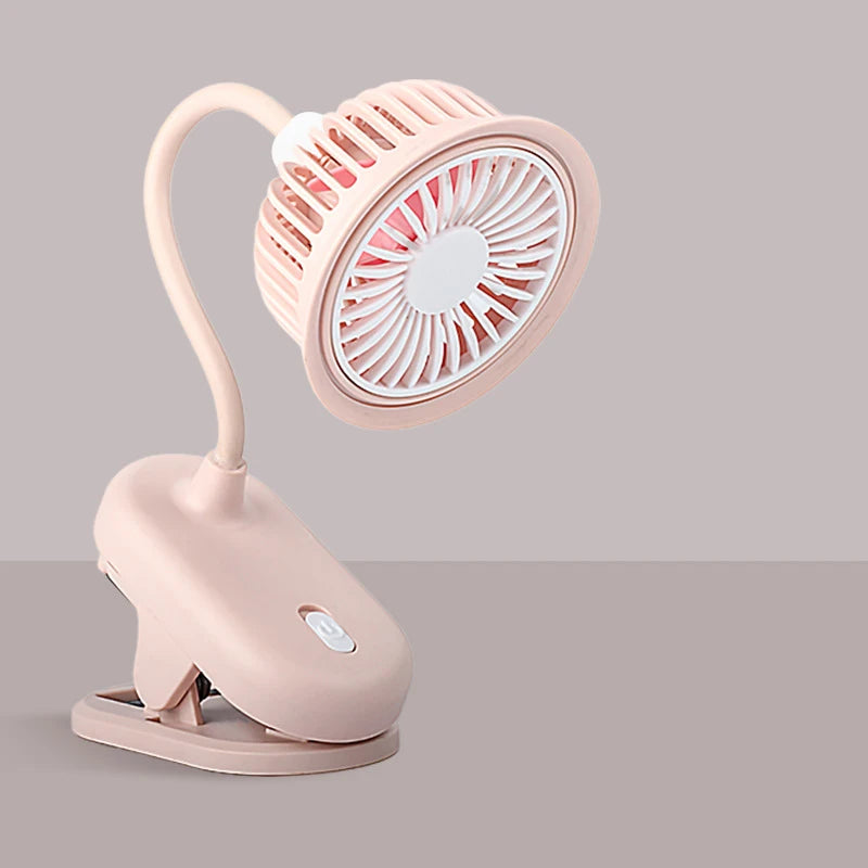 Clip-On Mini Fan 360° Flexible Neck | USB Rechargeable Quiet