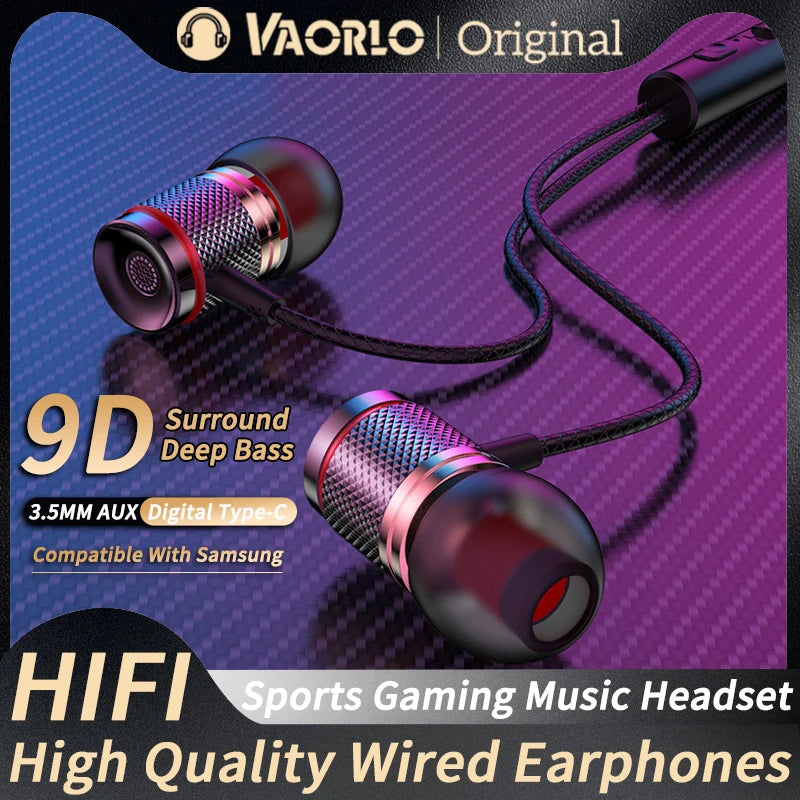 Digital Chip Wired Earphone 3.5mm AUX/Type C In-Ear 9D HiFi Surround Heavy Bass In-Ear Headsets For Samsung Huawei Xiaomi MP3 PC Oasis Select