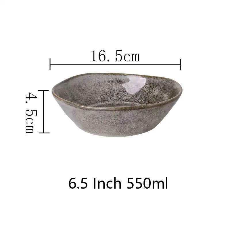 Japanese Ceramic Dinner Plate Rice Bowl Food Tray Retro Gray Tableware Porcelain Fruit Salad Sushi Serving Plate Dinnerware Oasis Select 6.5 Inch Bowl