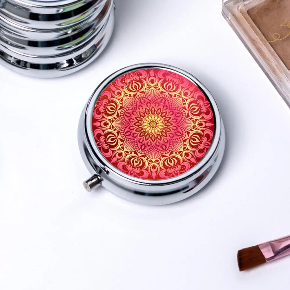 Portable 3 Cell Metal Pill Boxes Stainless Steel Round Pill Boxes Medicine Organizer Container Medicine Case Splitters Pill Box Oasis Select A