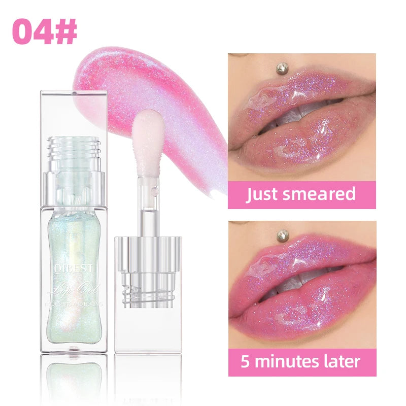 QIBEST Color Changing Lip Oil – Glitter Gloss & Balm