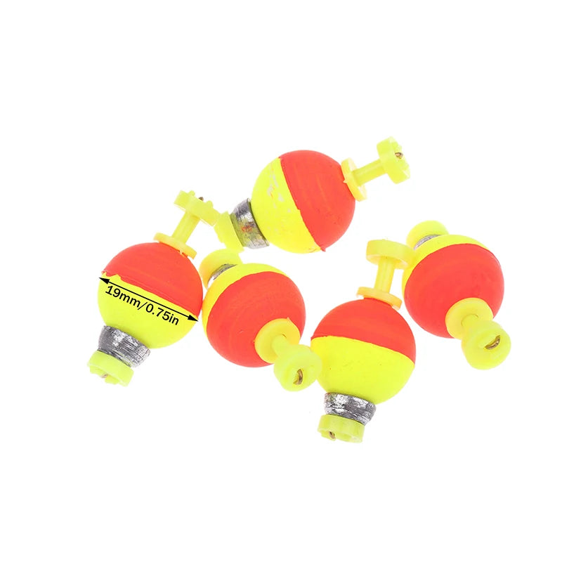 5Pcs Snap-On Ball Fishing Bobber Floats Weighted Bobbers EVA Foam Corks For Crappie Bluegill Panfish Catfish Oasis Select B1