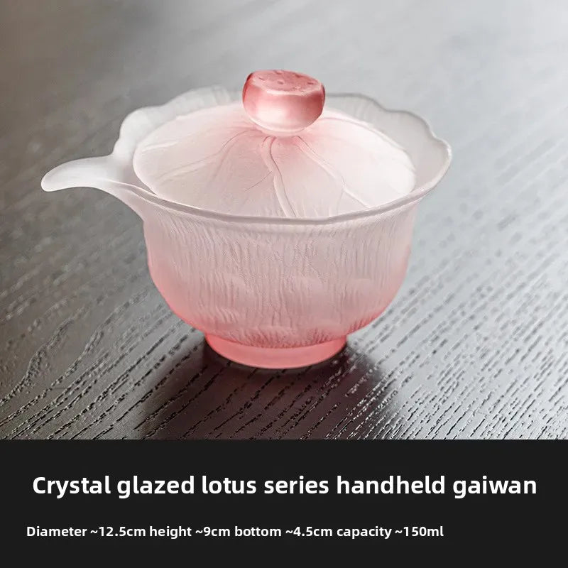Pink Glass Tea Set Home High Temperature Gaiwan Fair Cup Teacup Set Chinese Exquisite Teaware Set Boutique Beauty Tea Infuser Oasis Select B--1pc
