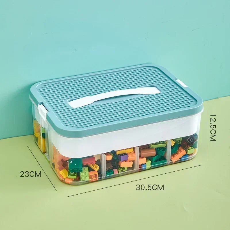 Building Blocks Toys Storage Box for Lids Brick Shaped Plastic Kids Bin Child Toy Containers Sundries Stackable Organizer Oasis Select 1 layer Green