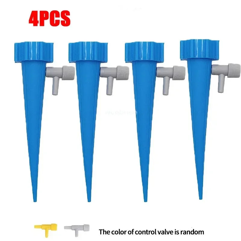 Self Watering Spikes for Indoor/Outdoor Plants,Self Watering Planter Insert with Adjustable Drip Valve Oasis Select 4PCS-Blue