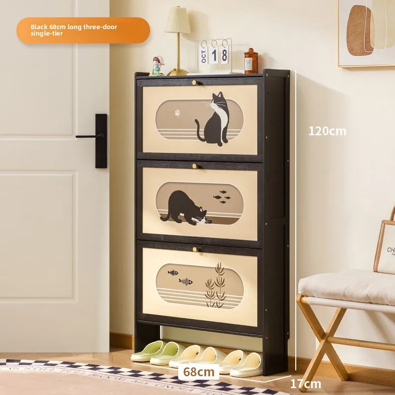 multi-layer strong and durable storage cabinet at the door of the home, good-looking indoor dust-proof Nanzhu shoe cabinet Oasis Select Black 3-70