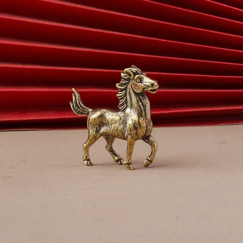 Miniature Bronze Brass Horse Figurine Sculpture Animal Statue Pure Copper Desktop Decoration Artwork for Home Decor Oasis Select