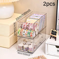 1pc/2pcs acrylic round hole foldable drawer stationery storage box desktop drawer office bedroom dormitory organizer box Oasis Select 2pcs-transparent box