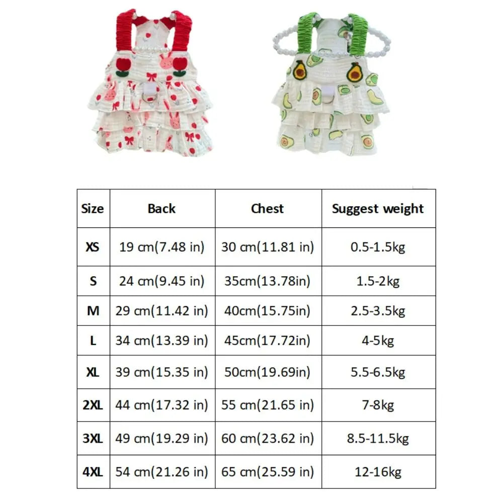 Sweet Style Thin Breathable Dog Cake Skirt Comfortable Lightweight Dog Suspenders Dress Cotton Cartoon Summer Cat Clothes Indoor Oasis Select