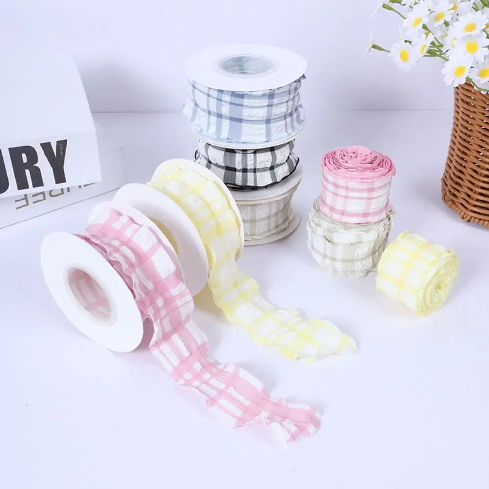 10 Yard Plaid Ribbon 4CM Width Reusable Roll of Satin Ribbon Gift Wrapping Bouquets Easy Cut Gingham Ribbons Oasis Select