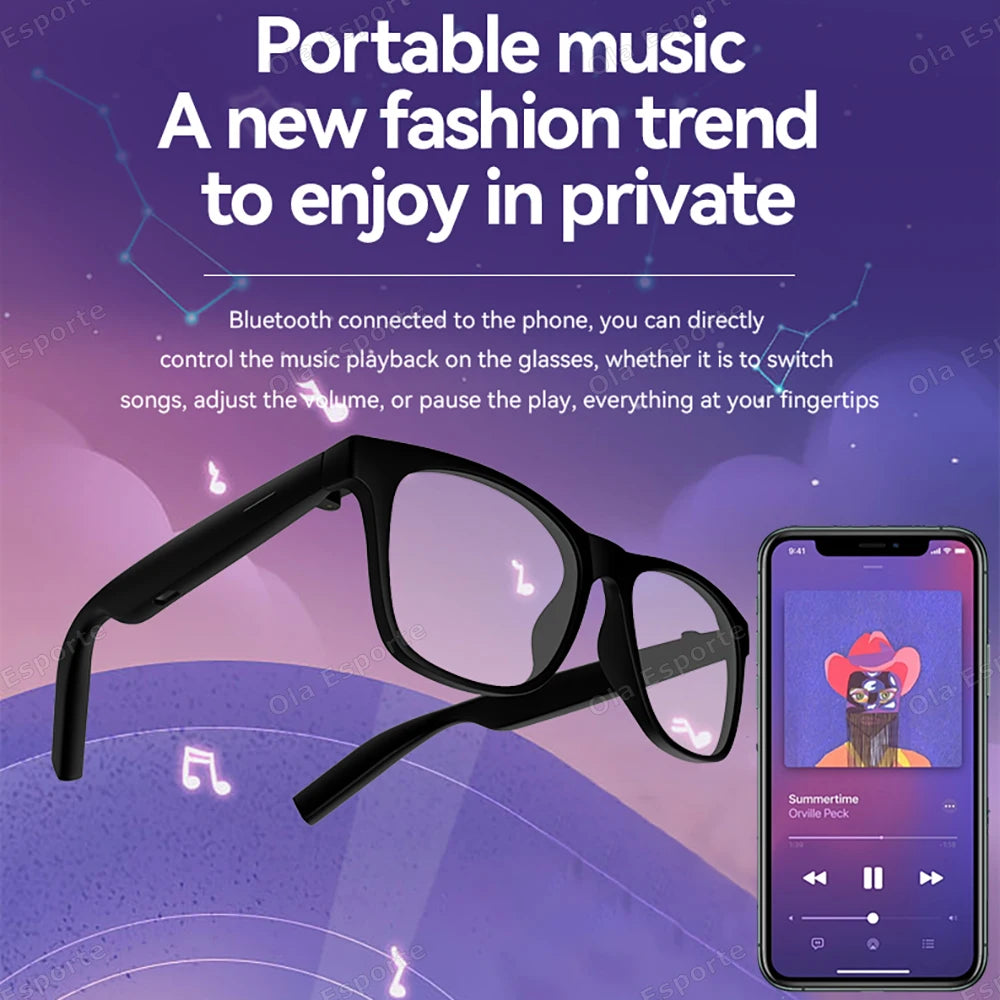 AI Smart Glasses Bluetooth 5.3 | UV Sunglasses & Voice Control