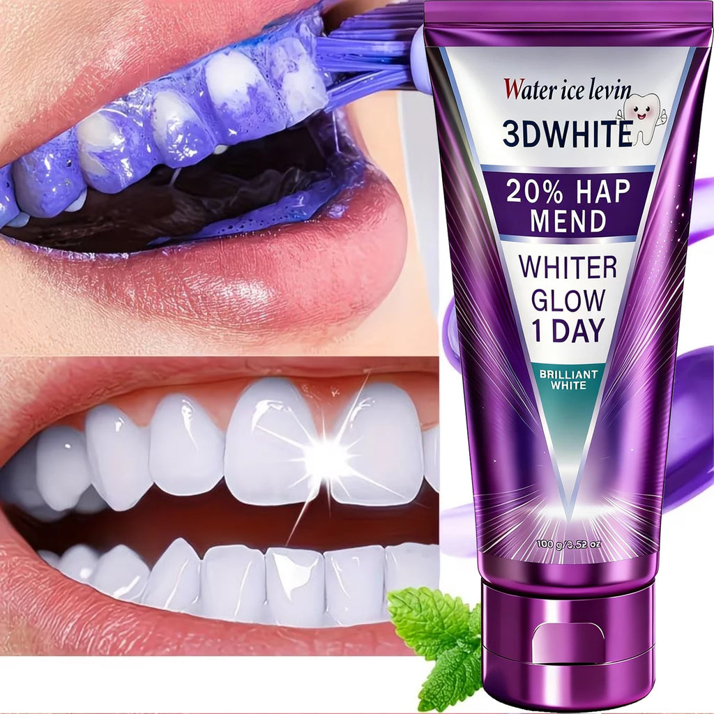 20% HAP 3D White Toothpaste - 1 Day Whiter Teeth, Deep Stain Remover, Cool Menthol for Fresh Breath & Strong Enamel Oasis Select