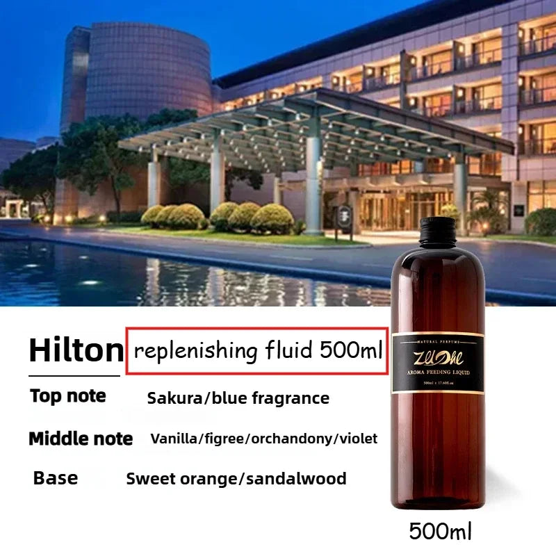 Flameless Home Fragrance Zuohe Hilton Shangri-La Freesia Lavender Aromatherapy Oil with Reed Diffuser Stick Liquid Air Freshener Oasis Select 500ml-Healton 200ml