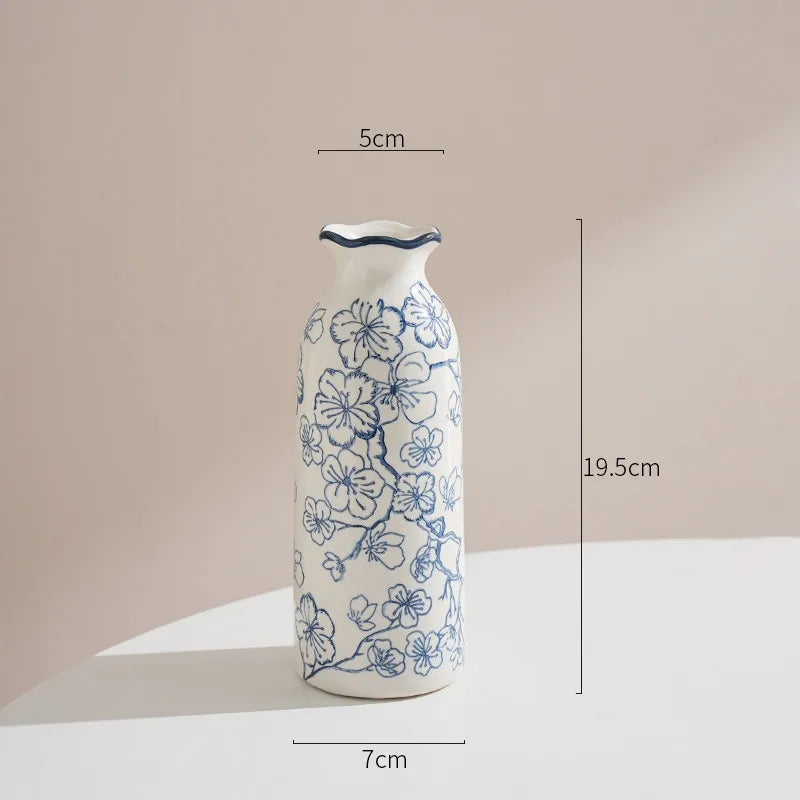 Elegant Blue & White Porcelain Vases Home Desktop Flower Arrangement Flower Plum Blossom Vases Decorations Ornaments Home Decor Oasis Select plum blossom M