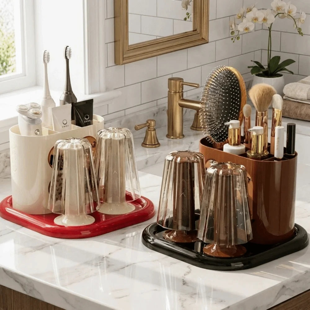 Retro Toothbrush And Toothpaste Holder Classical No-Slip Base Toothbrush Rack All-in-One Durable Toiletry Storage Box Oasis Select