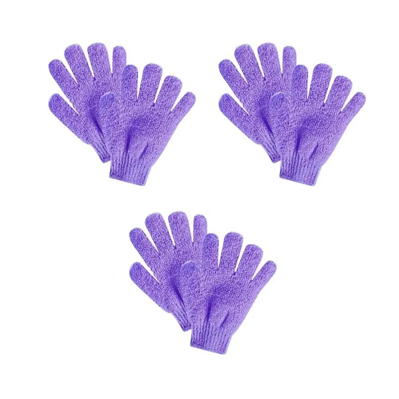 1/2/3pairs Five Fingers Bath Gloves Peeling Exfoliating Household Shower Towel Scrub Body Wash Elastic Wipe Body Cleaning Tools Oasis Select 3pairs purple