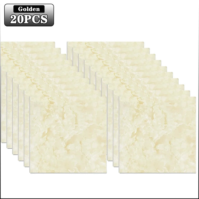 10-40PCS Marble Style Self-adhesive Floor Stickers Thickened Wear-resistant PVC Flooring Mats for Household Use Easy To Install Oasis Select Golden-20PCS