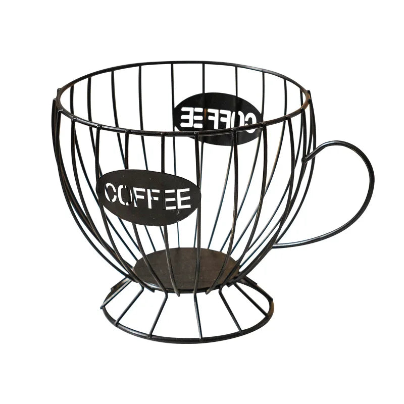 Metal Coffee Pod Organizer Holder – Large Capacity Countertop Coffee Pod Organizer Oasis Select 1pc Black Tea Cup