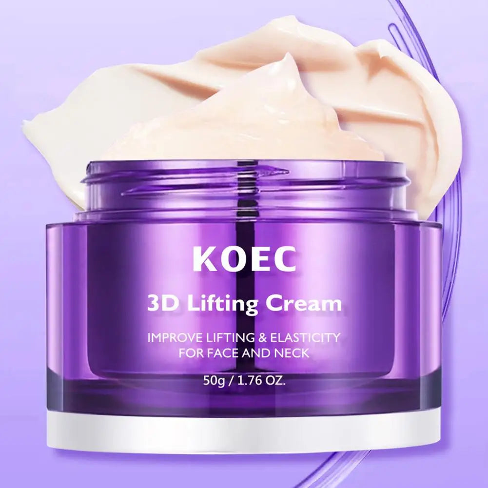 KOEC 3D Lifting Face & Neck Cream - Deep Hydration Firming Nourishing Improve Elasticity Korean Skincare For All Skin Types Oasis Select 3D Lifting Cream