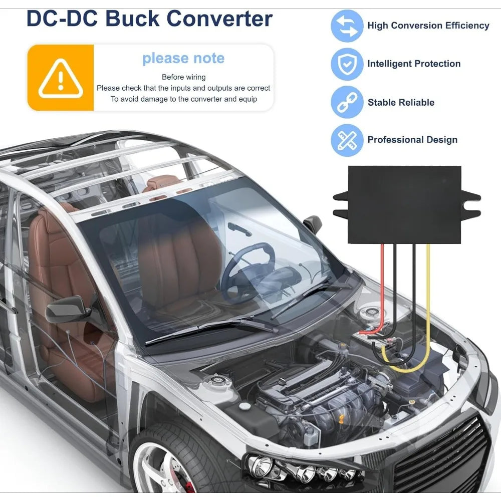 DC 12V/24V To 5V 5A 25W Buck Converter Power Regulator Buck Converter For Golf Carts Cars Trucks LED Vehicles Display Vehicles Oasis Select