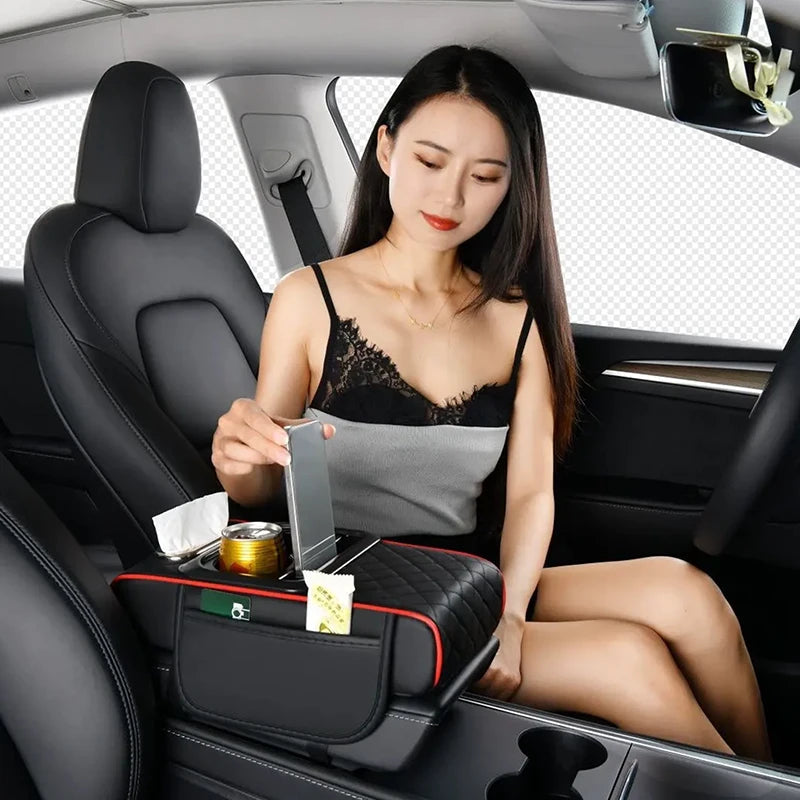 Car Armrest Storage Box, Car Center Console Organizer, Armrest Heightening Cushion With Cup Holder Armrest Storage Organizer Box Oasis Select