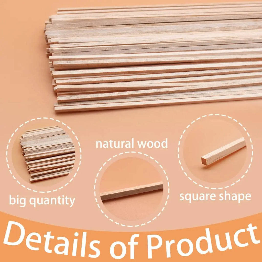 Square Wood Sticks – Unfinished Hardwood Dowels for DIY Crafts