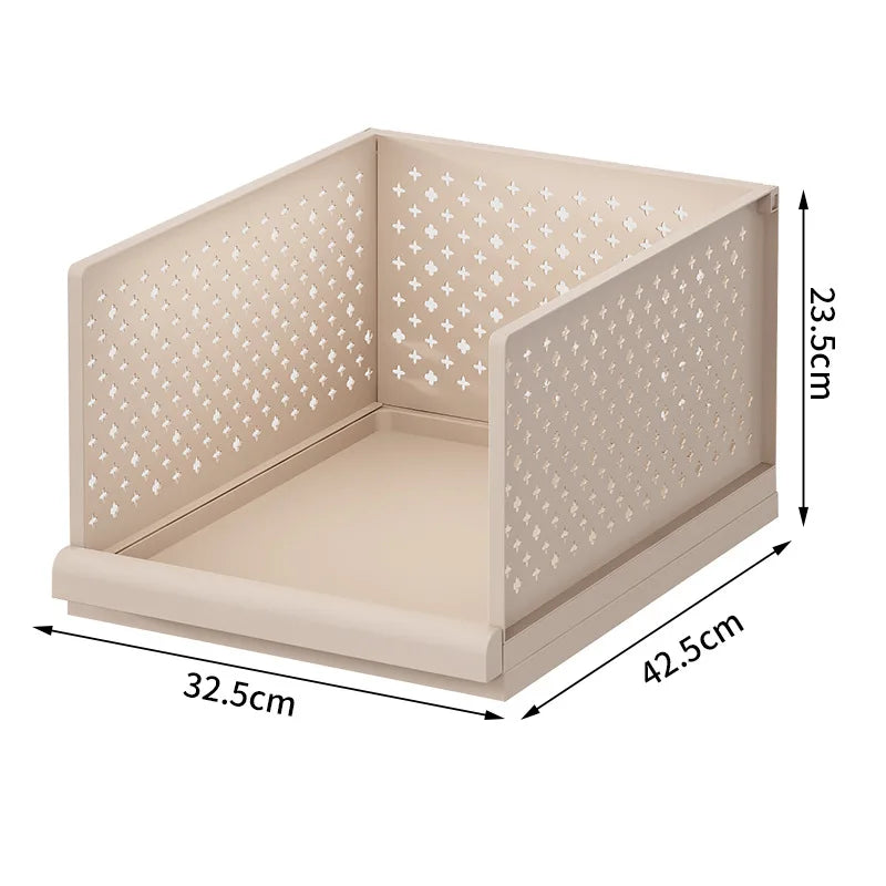 Drawer type clothes clothing storage box foldable pull-out wardrobe layered baffle pull basket layered pants storage box Oasis Select 1 layer - khaki 1