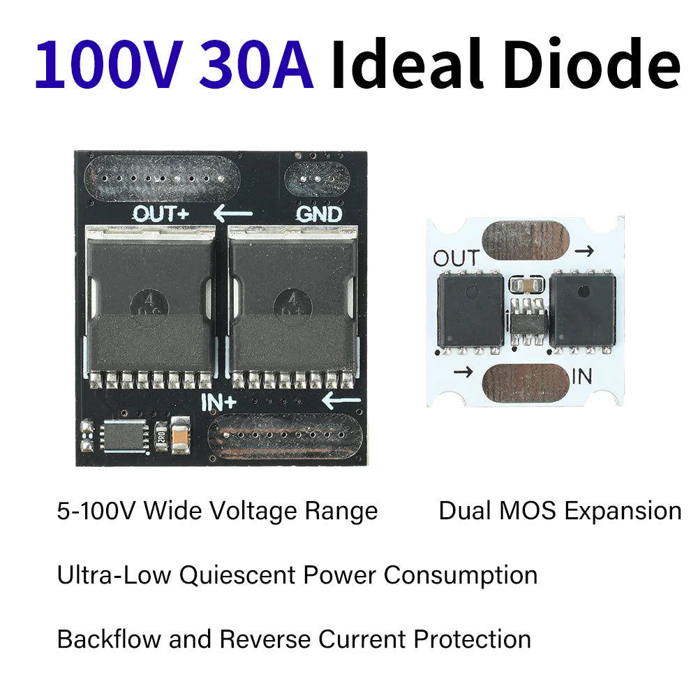 10A 30A Ideal Diode Module Anti-backflow Anti-reverse Ultra-low Power Simulation Mini Rectifier Board 60V 100V Oasis Select