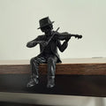 Gothic Skeleton Violin Player Figurines Vintage Elegant Musician Statues Seated Skeleton Ornaments for Shelves Nightstands Gifts Oasis Select Violin Skull black