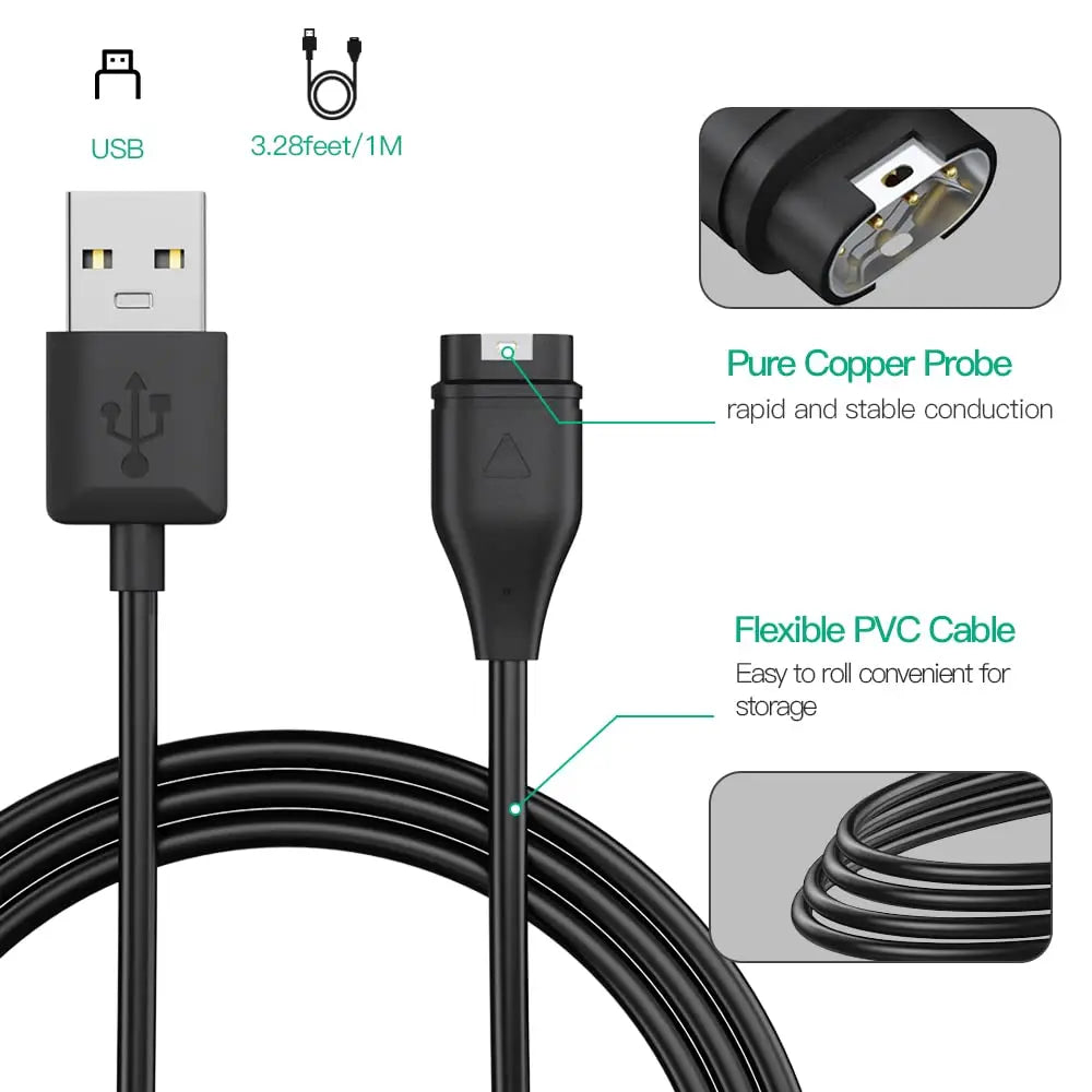 USB-C Charger for Garmin Fenix 8 7 6 5 Series – Replacement Cable Smartwatch Charger Cable Oasis Select