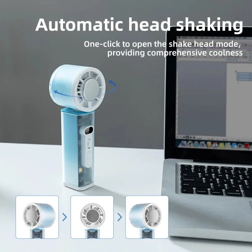 Ice Pack High Speed Cooling Fan Portable Mini USB Rechargeable Automatic Oscillation Fan For Outdoor Travel Camping Oasis Select