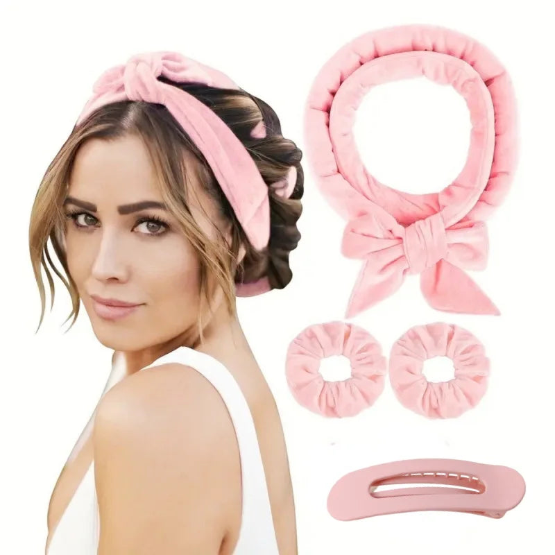 No Heat Hair Rollers Heatless Curling Rod Headband Soft Hair Curler Satin Curlers Curls Sleeping Bonnet Night Cap Styling Tools Oasis Select D