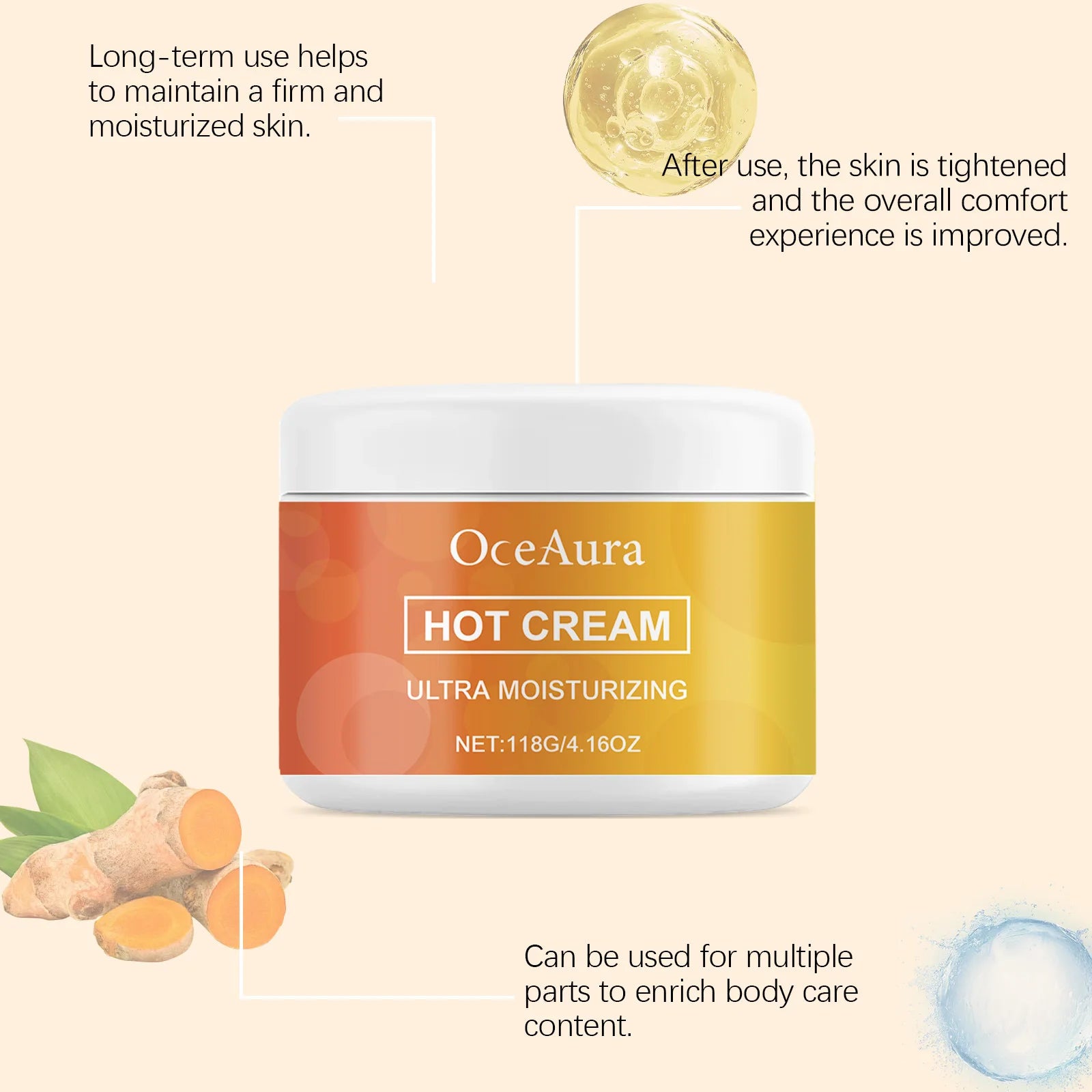 Oceaura Body Moisturizing Cream Improving Sagging Enhance Elasticity Eliminate Fine Lines Reduce Roughness Body Nourishing Cream Oasis Select