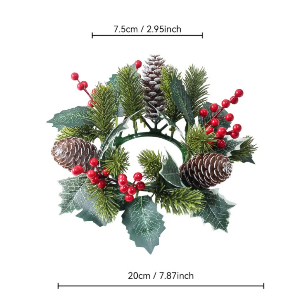 Christmas Candle Rings Table Decoration Christmas Wreath Candle Holder Ring Red Berries Table Centerpieces Candle Wreath Oasis Select Style 5