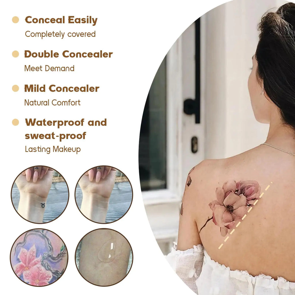 Waterproof Tattoo Concealer Cover Scar Makeup Brighten Foundation Cream Freckle Birthmarks Cover Concealer Body Coverage Cream Oasis Select
