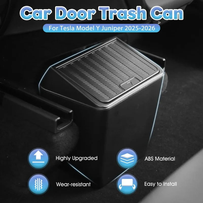 For Tesla Model Y Juniper 2025 Easy Clean Detachable Rear Seat Trash Can Rear Middle Garbage Bin Under Seat Storage Box Tray Oasis Select