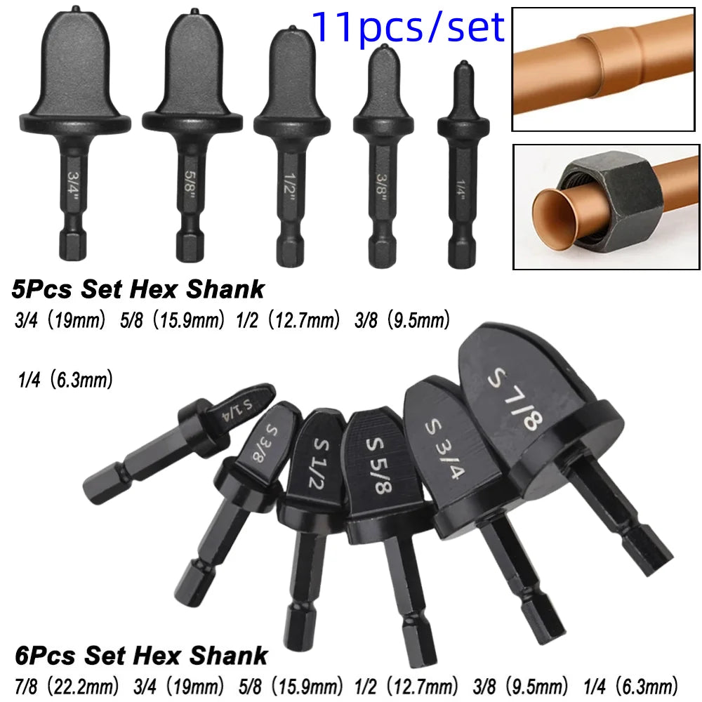 Copper Tube Pipe Expander Set 5/6/11 Pc – Hex Shank AC Tool Pipe Expander Tool Set Oasis Select B C11pcs set