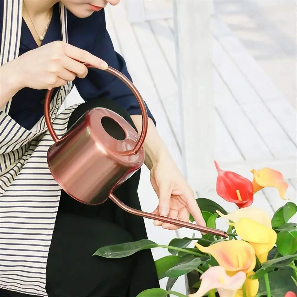 Sprinkler Stainless Steel Watering Can Rustproof Leakproof Comfortable Watering Pot 1.3L Long Nozzle Spray Kettle Gardening Oasis Select