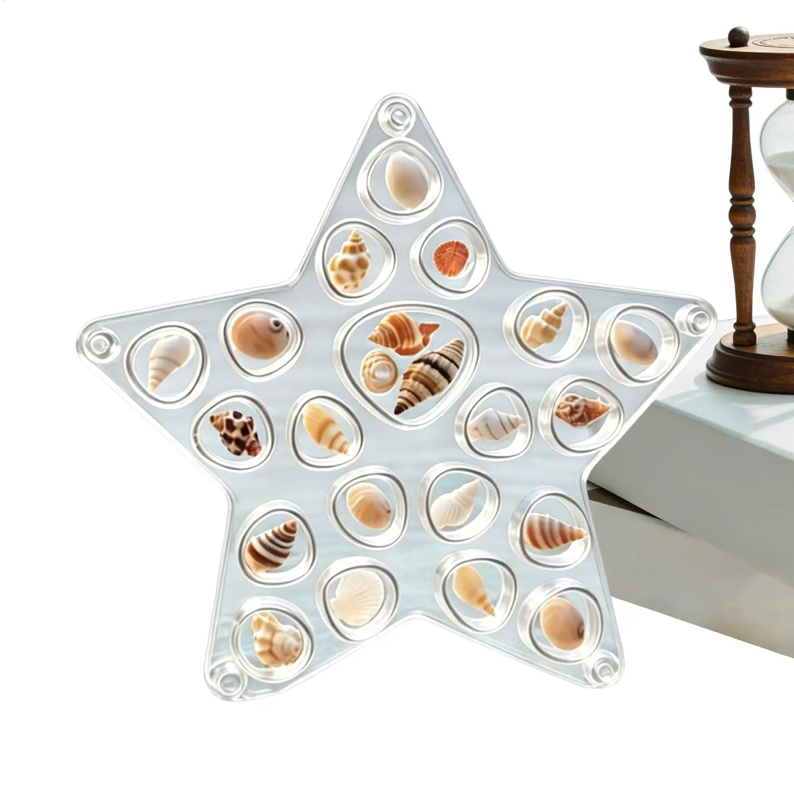 Seashell Holder Display Box Acrylic Organizer Starfish Shell Collecting Box for Girlfriend Women Girls Shark Tooth Rings Ear Oasis Select