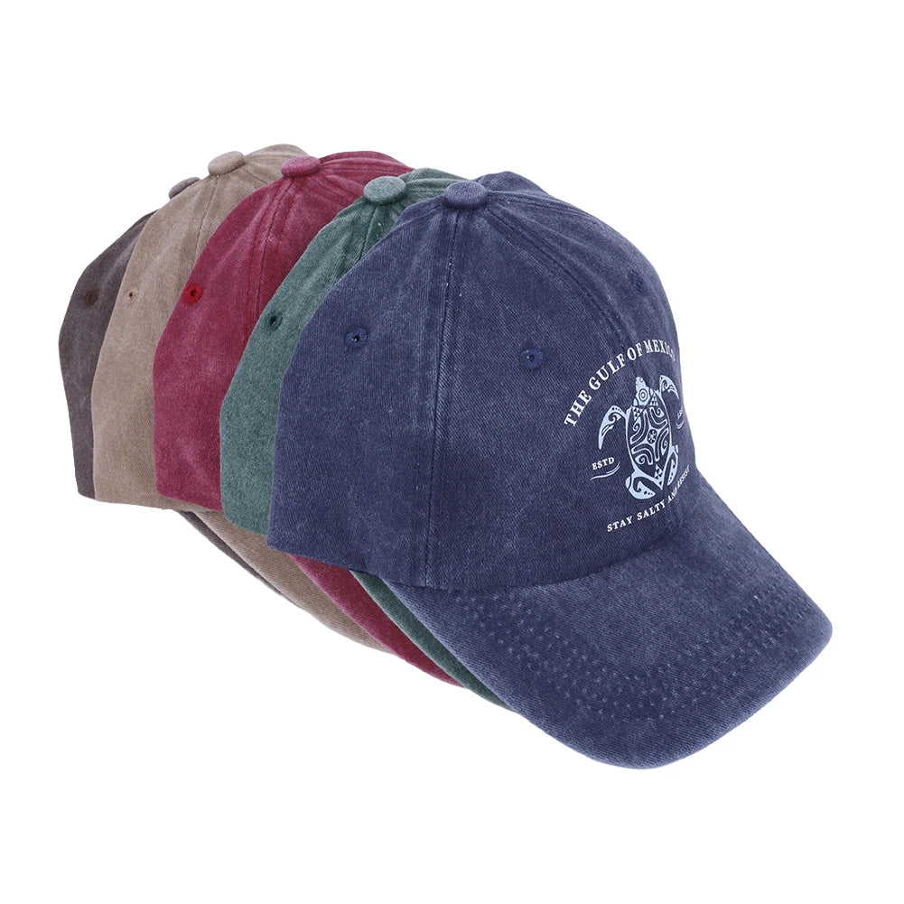 Washed Cotton Baseball Cap Retro Golf Dad Hat Adjustable Trucker Hat Plain Cap Outdoor Sports Sun Hat for Men Women Unisex Oasis Select